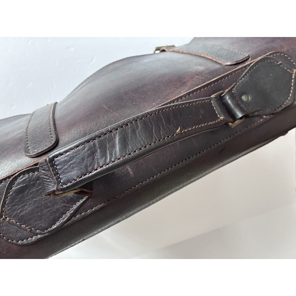 VTG Grafea England Dark Leather Laptop Messenger Poet Satchel Shoulder Bag - Picture 6 of 16